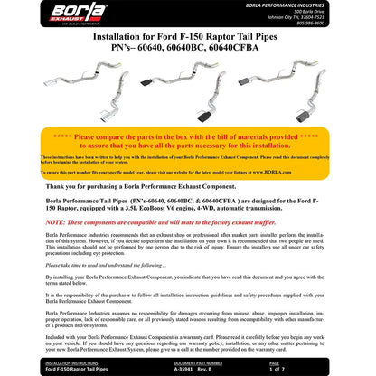 Borla Connection Pipes - Tail Pipes | Multiple Fitments (60640)