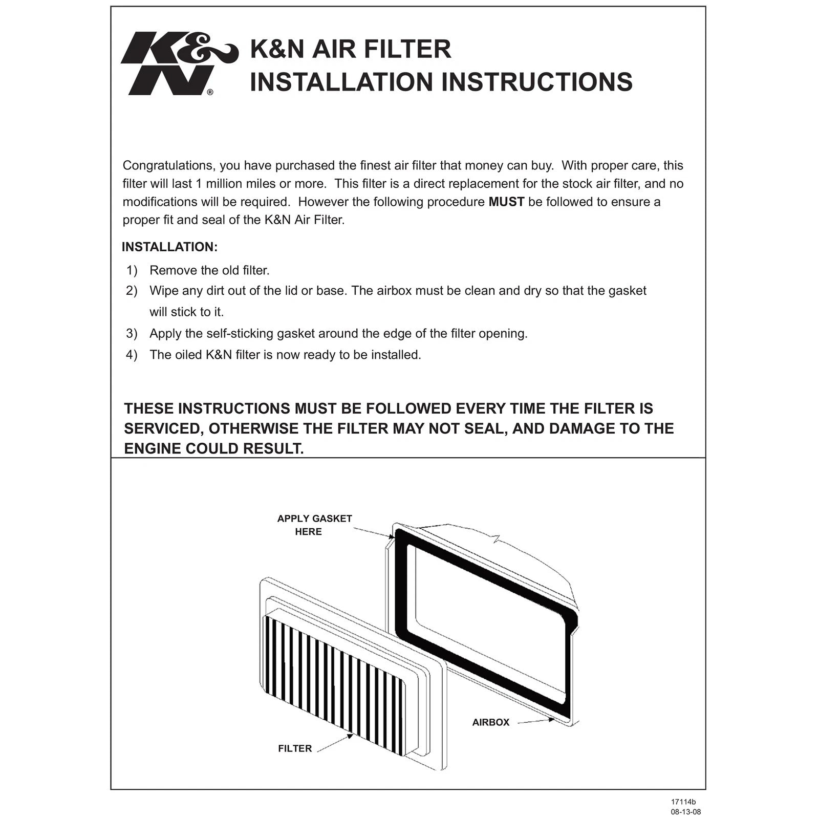 K&N Replacement Air Filter | 1985-1992 Chevrolet Camaro (33-2008-1)