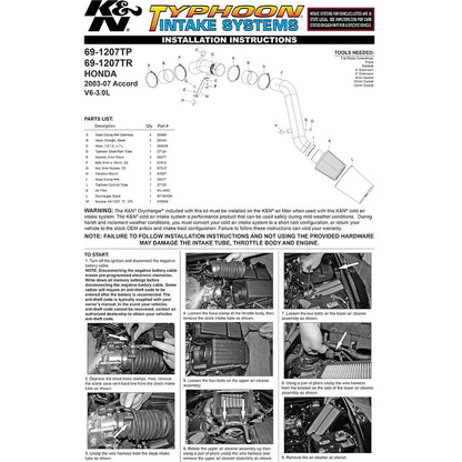 K&N Short Ram Intake | Honda Accord V6 (03-07) (69-1207TR)