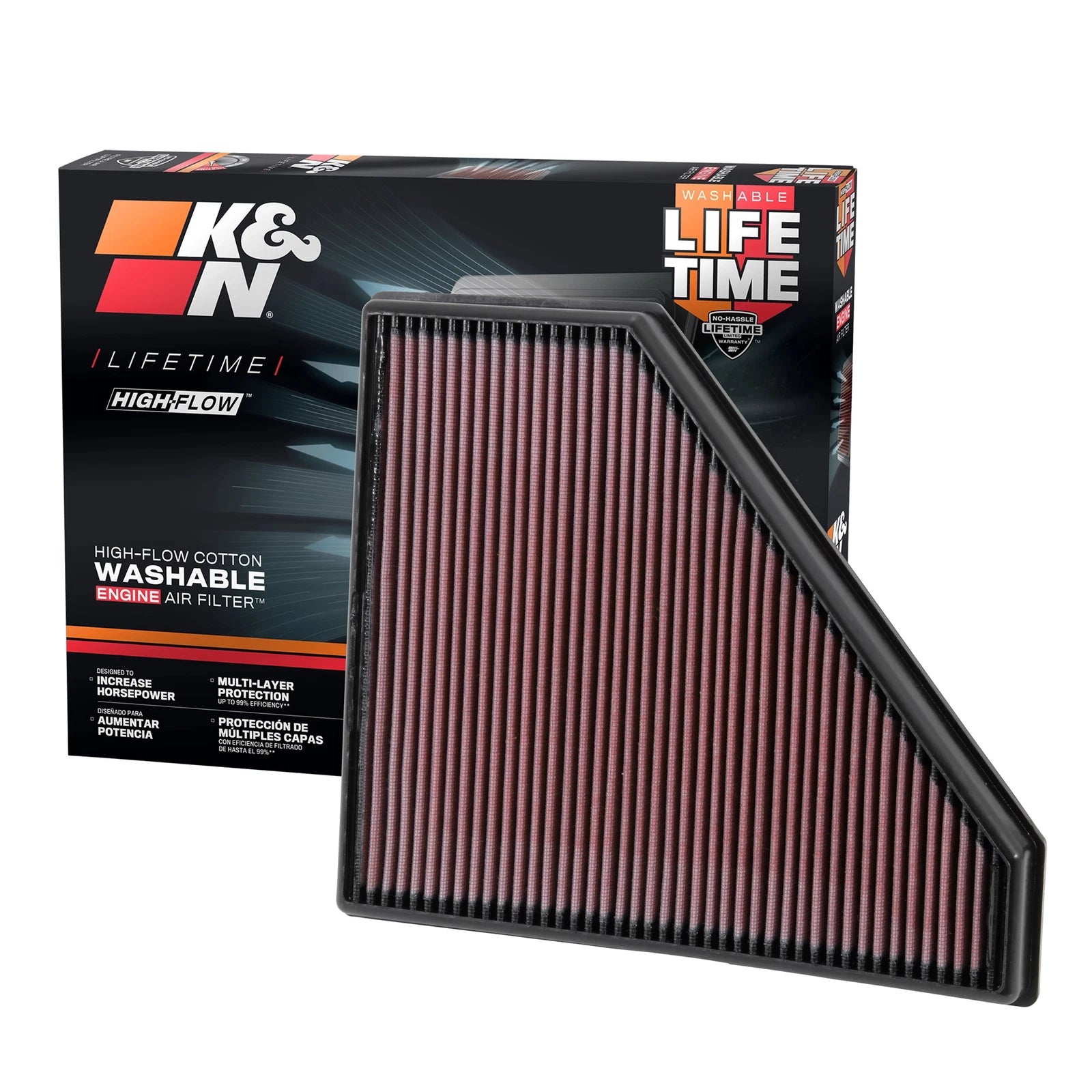 K&N 33-2496 Performance Air Filter for 2016-23 Camaro / 2013-19 ATS / 14-19 CTS