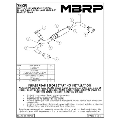 MBRP 2.5in Axle-Back D&S Dual Rear Exit Aluminum Exhaust | Jeep Wrangler/Rubicon (07-14) (S5528AL)