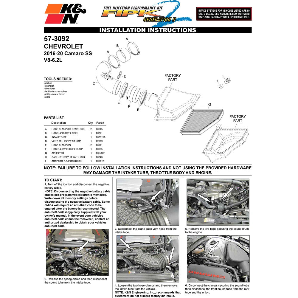 K&N Performance Intake Kit | 2015-2016 Chevrolet Corvette Z06 (57-3092)