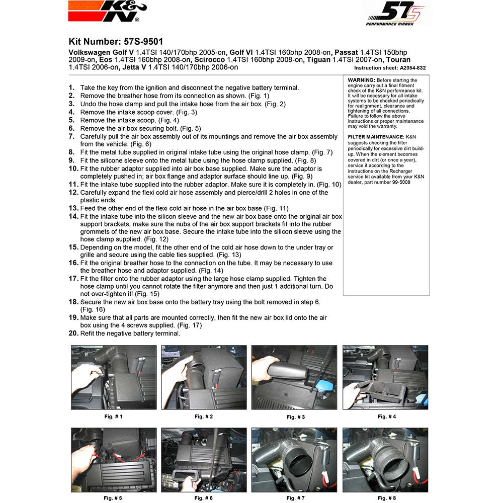 K&N Performance Intake Kit | Audi / Seat / Skoda / VW 1.4L-2.0L (57S-9501)