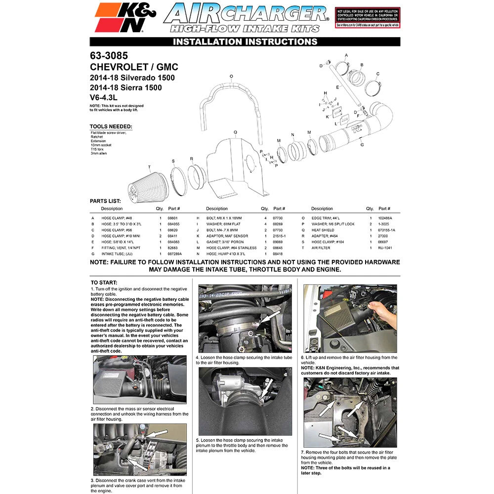 K&N 63 Series AirCharger Performance Intake Kit | Chevrolet Silverado/Sierra 4.3L V6 (14)