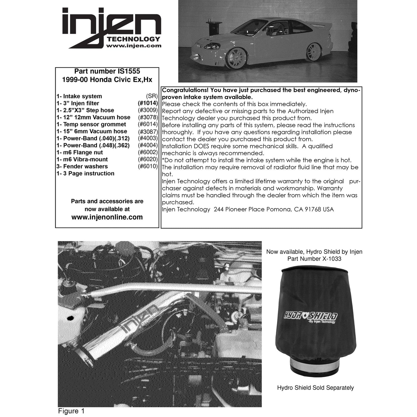 Injen Polished Short Ram Intake | Honda Civic EX/HX/EL (Canada) (99-00) (IS1555P)