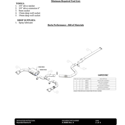 Borla ATAK Black Chrome Cat-Back Exhaust | Hyundai Elantra N (22-23) 2.0L Turbo (140925BC)