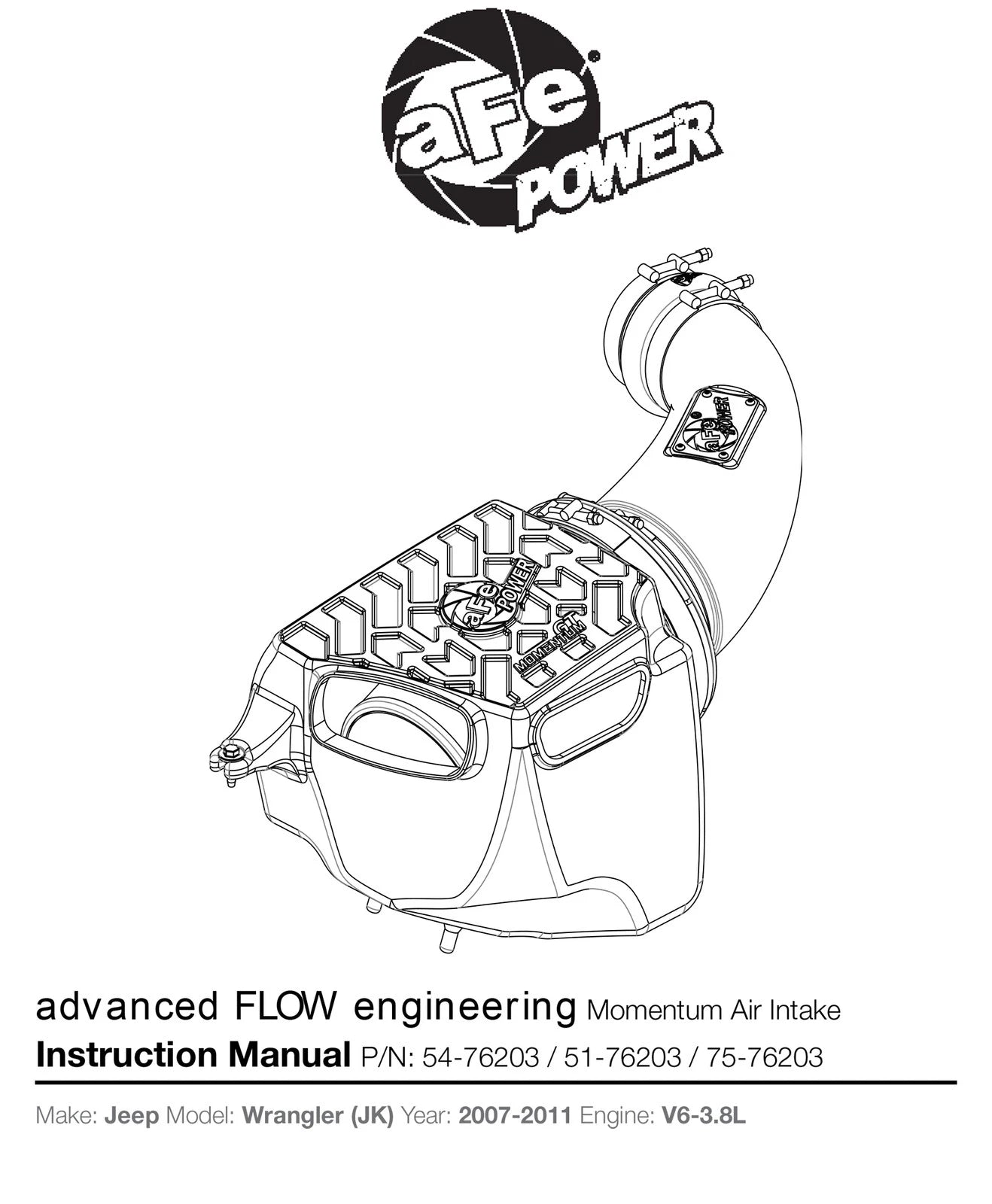 aFe Momentum GT Pro GUARD 7 Cold Air Intake System | Jeep Wrangler (07-11) (JK) V6-3.8L (75-76203)