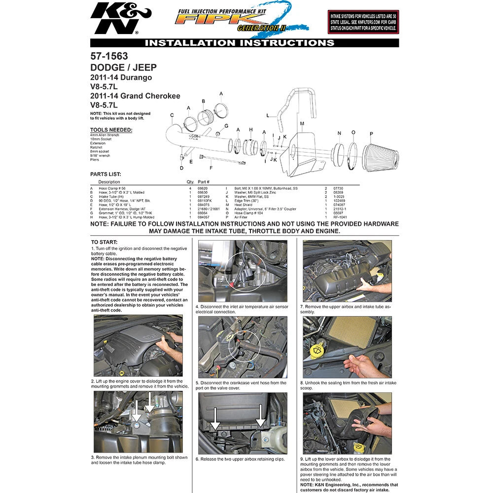 K&N Performance Intake Kit | Jeep Grand Cherokee (11-14)