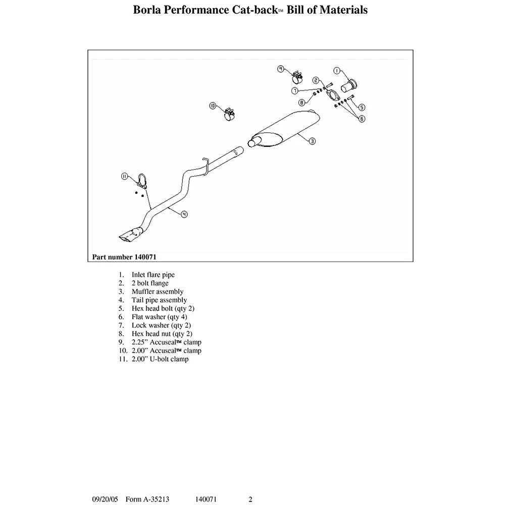 Borla Cat-Back Exhaust System - Touring | 1997-2001 Jeep Cherokee 4.0L (140071)