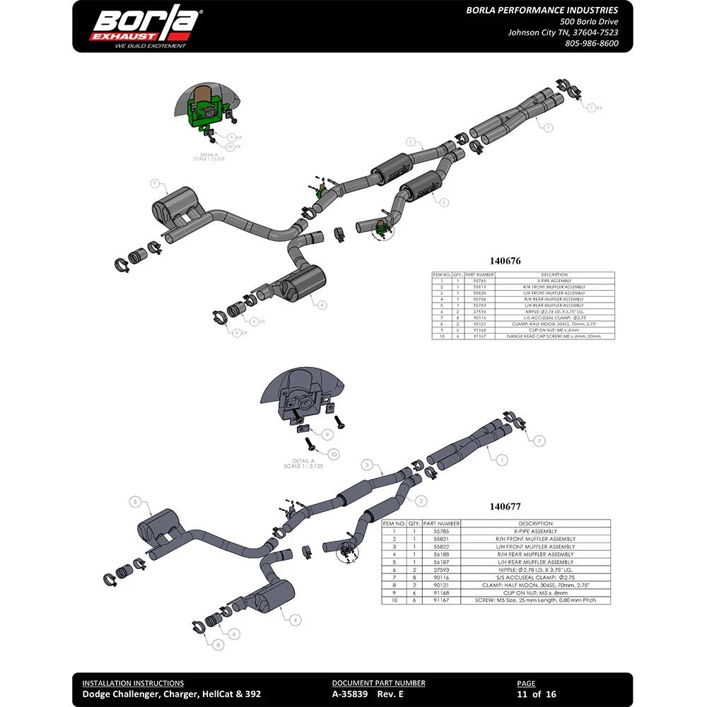 Borla Cat-Back Exhaust System - ATAK | 2015-2020 Dodge Challenger 6.2L (140646)
