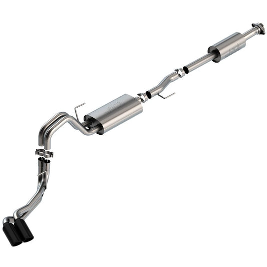 Borla 3" Dual Side Exit Touring Cat-Back | Ford F-150 (21) 2.7L/3.5L | 4dr CC SB EC STB Lar/KingR/Plnm/LTD 3/2.25 DSE CB Tips (140870BC)