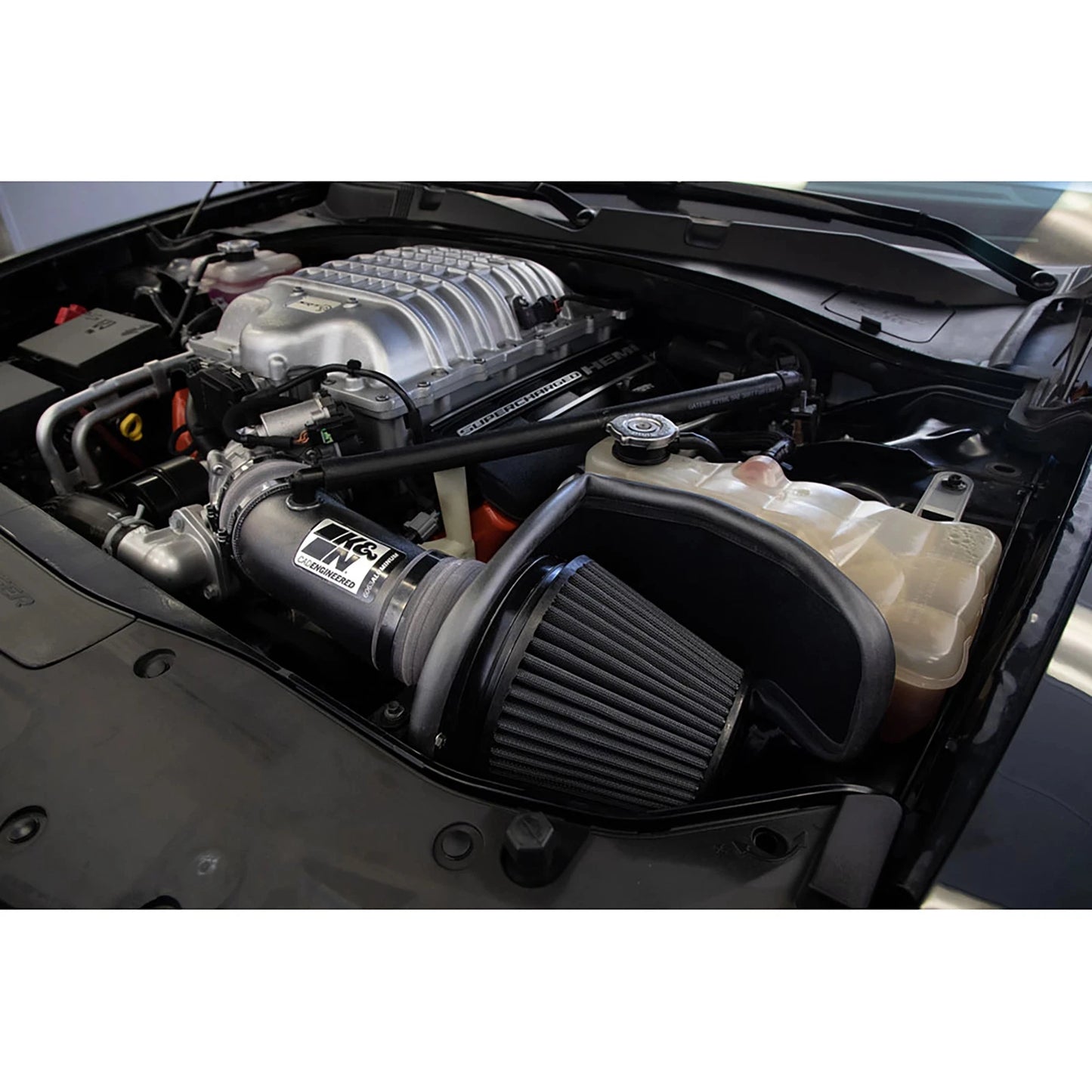 K&N 17-23 Dodge Charger/Challenger Hellcat 6.2L V8 DRYFLOW Performance Air Intake System | Dodge Charger/Challenger (17-23) (30-2553TTK)
