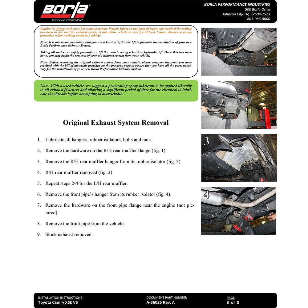 Borla Cat-Back Exaust System - S-Type | 2018-2021 Toyota Camry XSE 3.5L (140823)