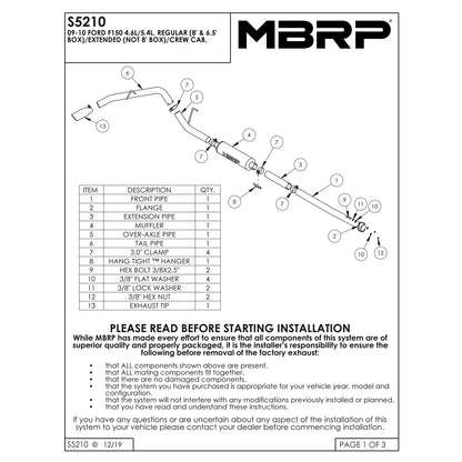 MBRP 3in Cat-Back Single Side Exit Aluminum Exhaust | Ford F-150 09-10 (S5210AL)
