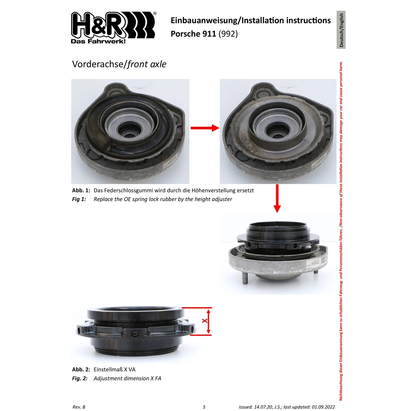 H&R VTF Adjustable Lowering Springs | Porsche 911 Carrera 2/2S/4/4S Cabrio/Coupe (20-22) (23020-1)
