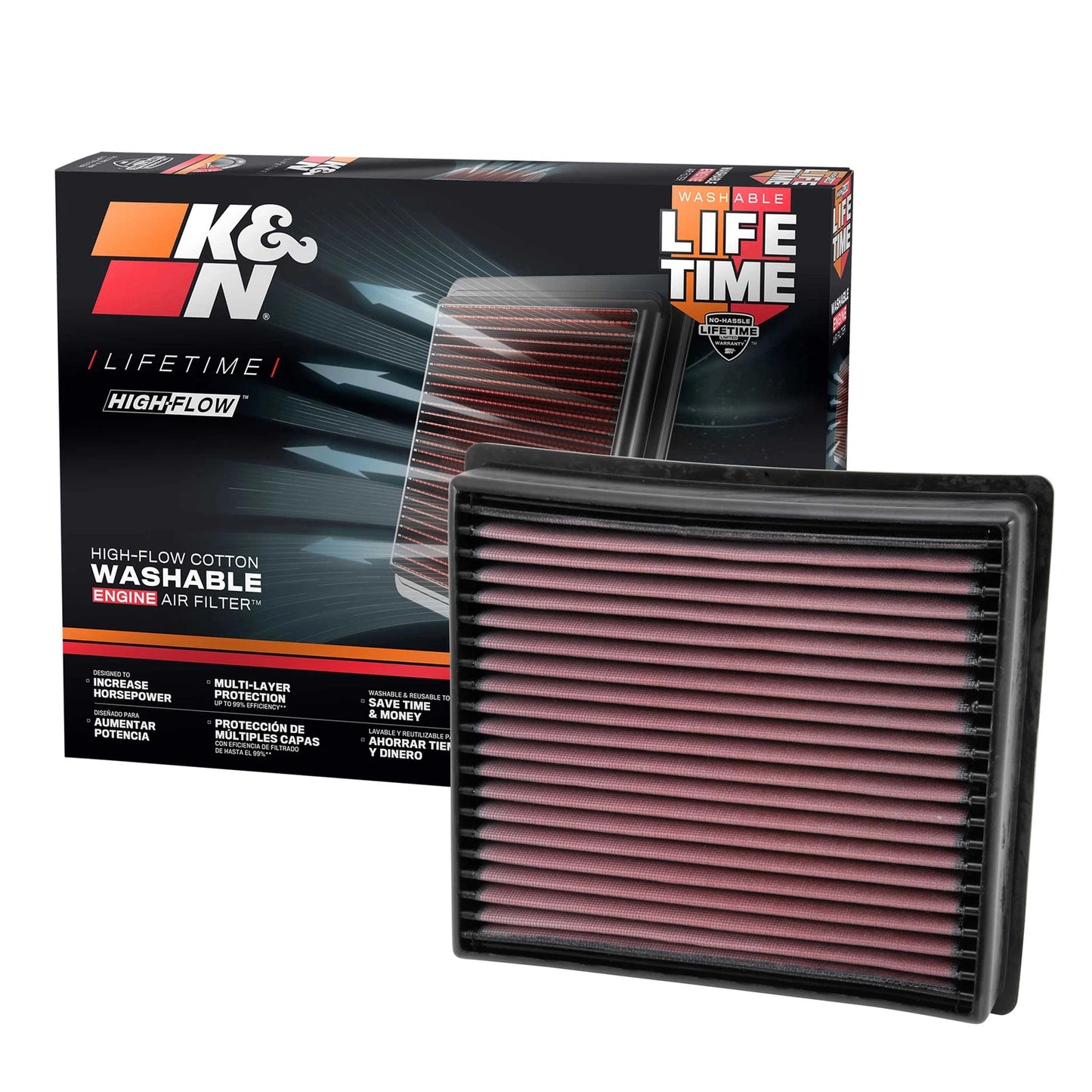 K&N 33-5005 High Flow Performance Air Filter for 13-23 Ram 2500 3500 6.7L Diesel