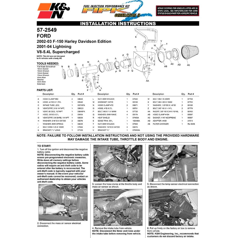 K&N Performance Intake Kit | Ford Lightning / F150 (01-04) (57-2549)