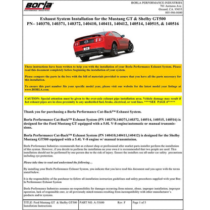 Borla Cat-Back Exhaust System - ATAK | 2011-2012 Ford Mustang 5.0L (140372)