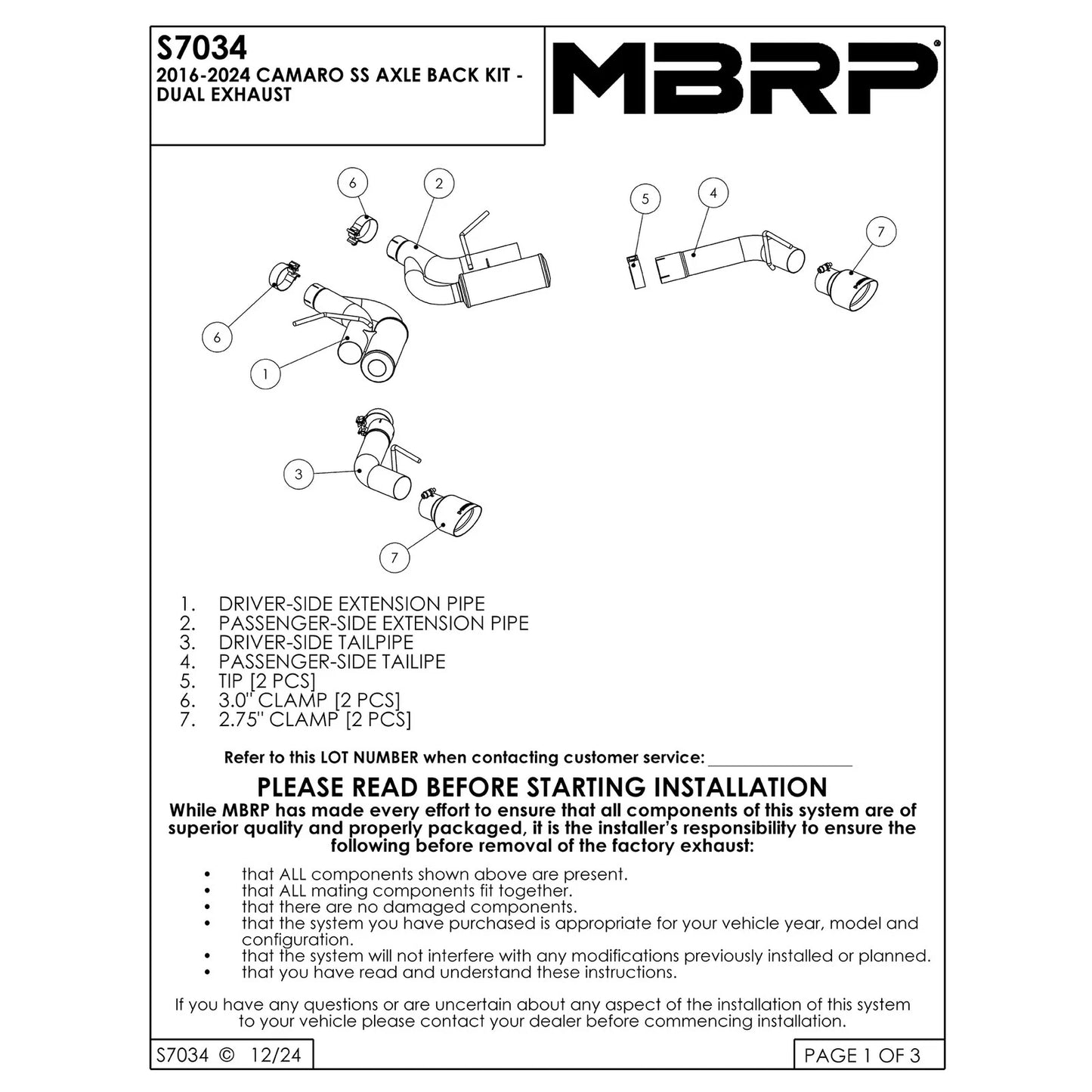 MBRP Armor Lite D&S Axle Back Exhaust w/ 4.5in OD Tips | Camaro SS (16-19) (S7034AL)