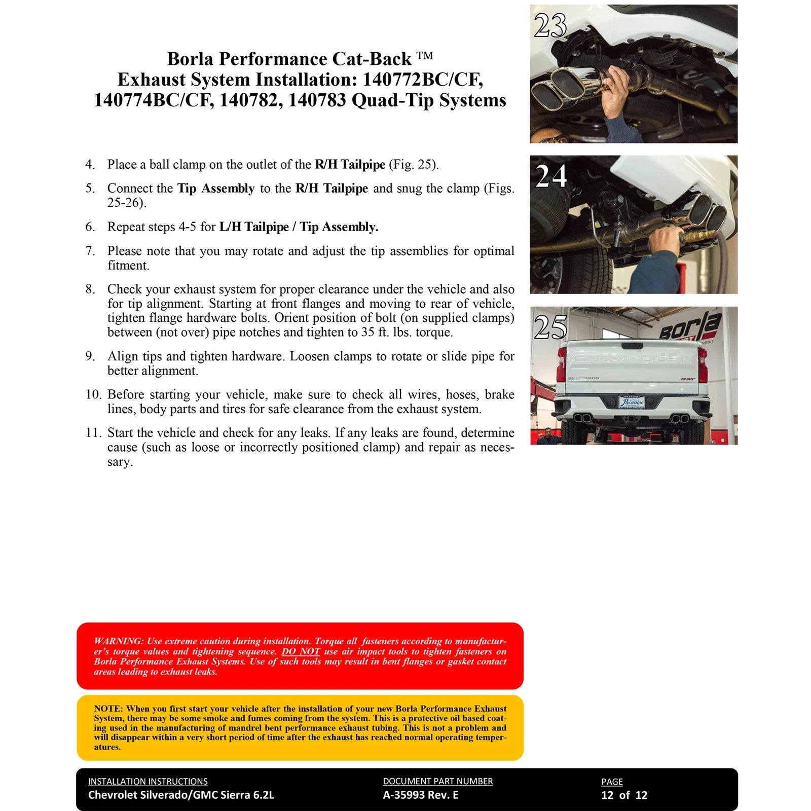 Borla 6.2L CC SB 147.5in WB ATAK Cat-Back | Chevrolet Silverado 1500 ZR2 & AT4X (140915)