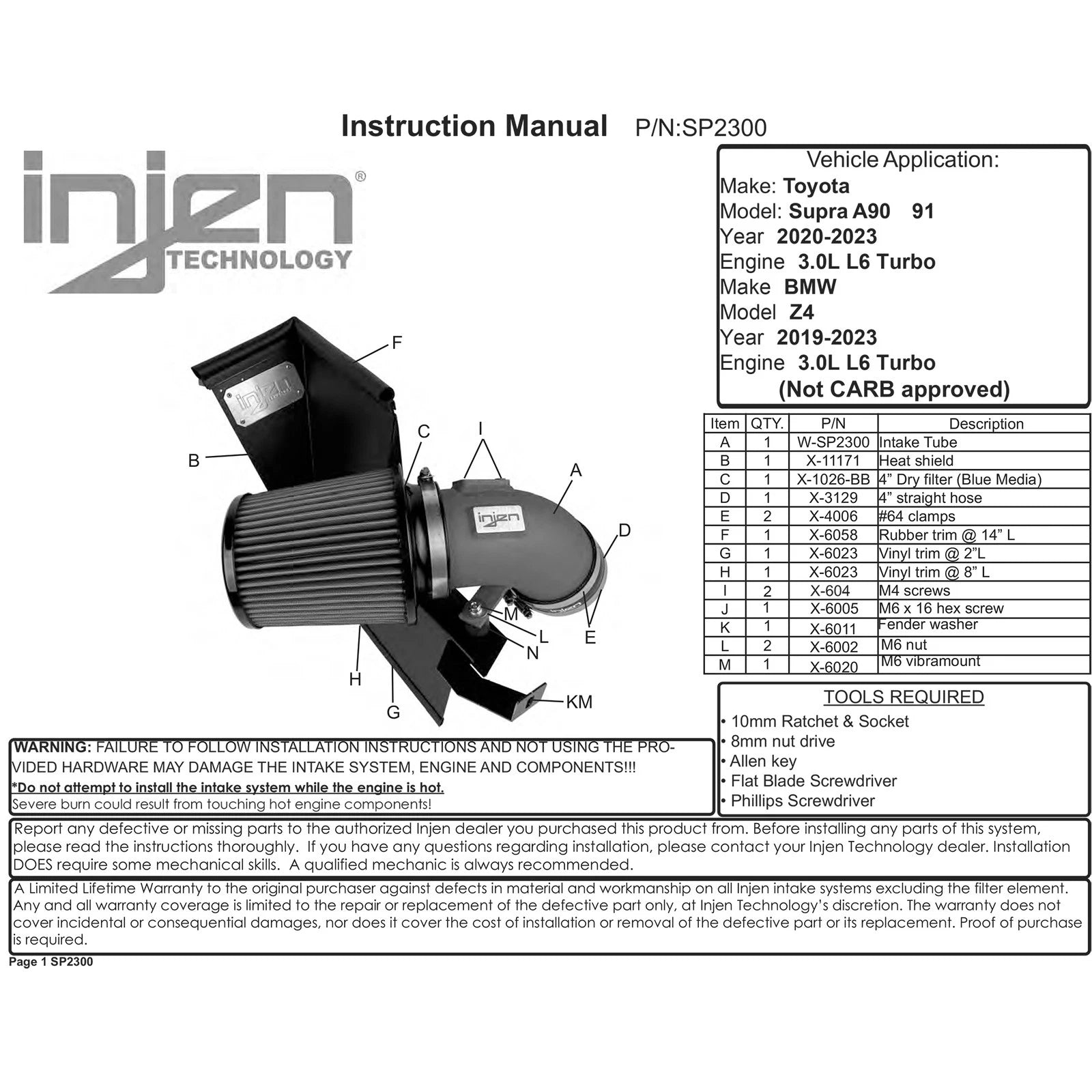 Injen Power Package - Wrinkle Black | BMW Z4 / Toyota Supra (18-26) (PK2300WB)