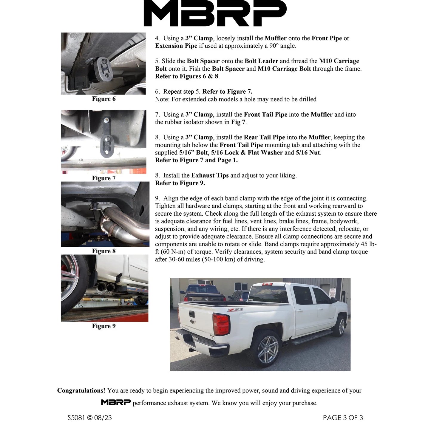 MBRP 3in Pre-Axle Dual Outlet Cat Back Exhaust | Chevrolet Silverado 1500 4.3L (09+) (S5081409)