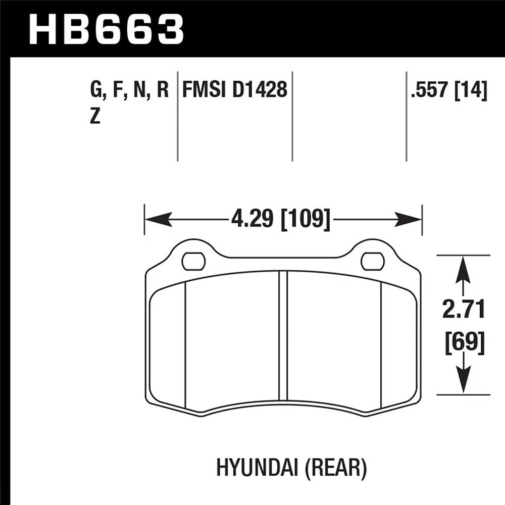 Hawk HPS Rear Brake Pads | 2009-2015 Hyundai Genesis Coupe 2.0T w/ Brembo (HB663F.557)