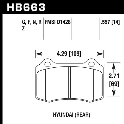 Hawk HPS Rear Brake Pads | 2009-2015 Hyundai Genesis Coupe 2.0T w/ Brembo (HB663F.557)