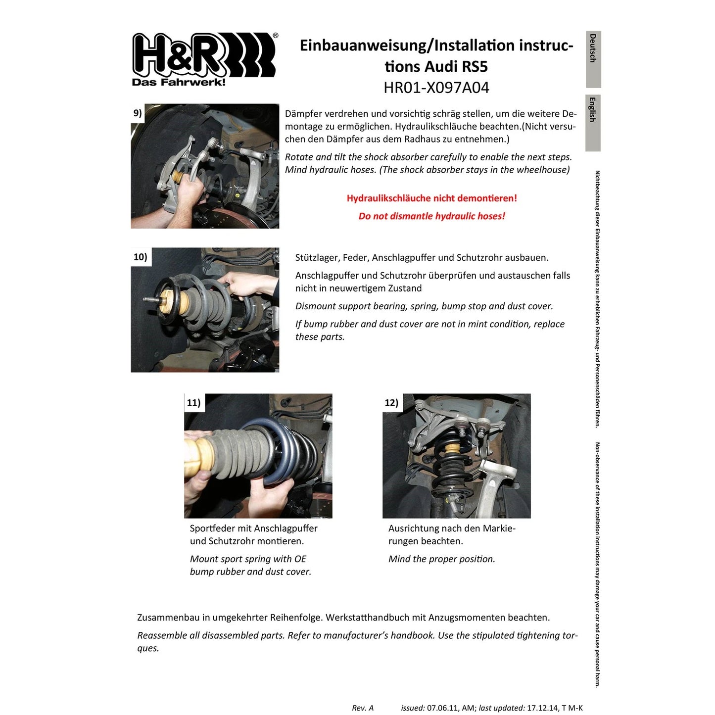 H&R Sport Spring Kit | Audi S5 Cabrio AWD (09-17) / A4 Avant Quattro (09-14) (29061-2)