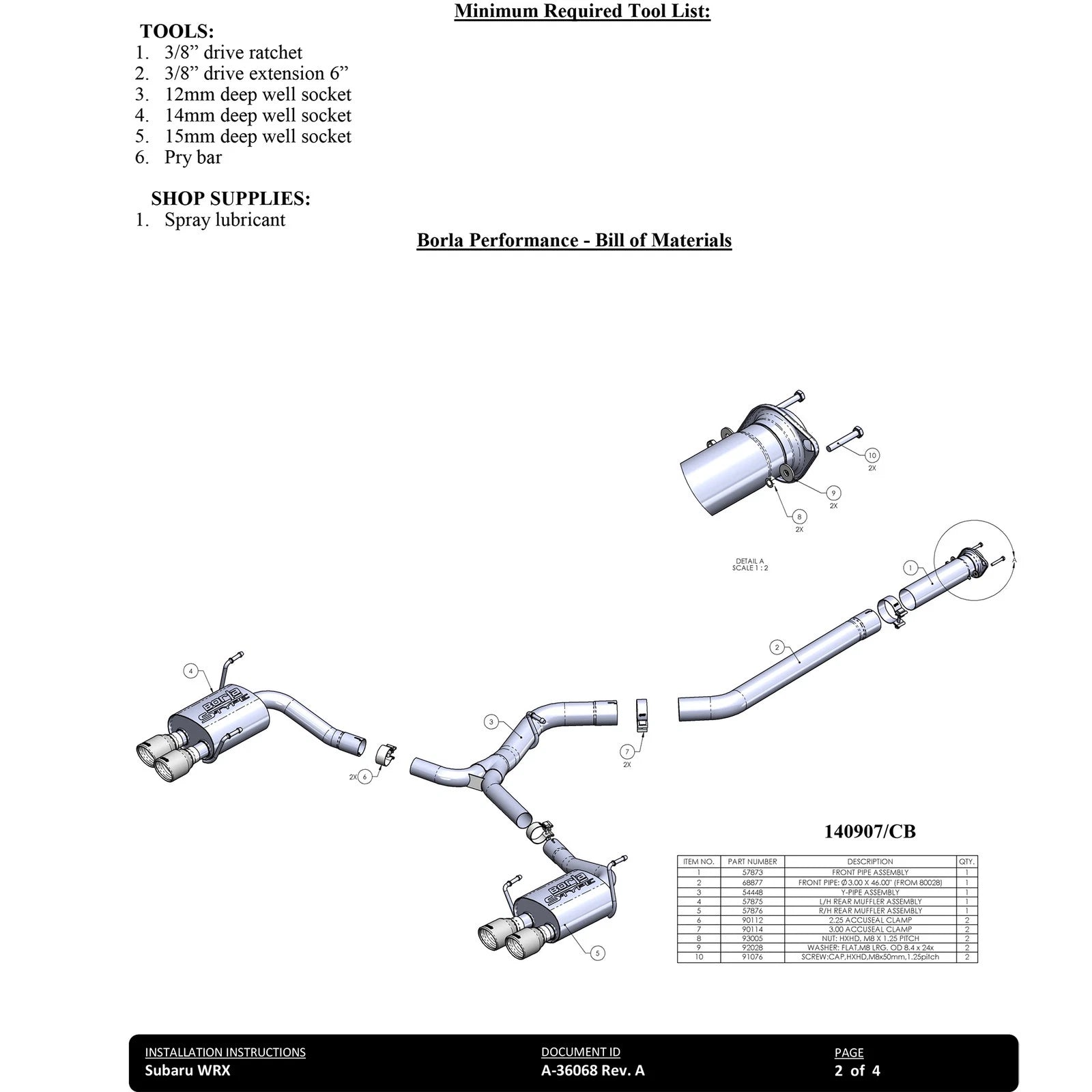 Borla S-Type Cat-Back Exhaust System | 2022+ Subaru WRX (140907)
