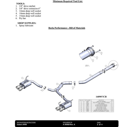 Borla S-Type Cat-Back Exhaust System | 2022+ Subaru WRX (140907)