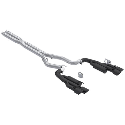MBRP 2024+ Ford Mustang 5.0L Blk Alum. SS 3in Cat-Back Exhaust w/ Quad Blk Tips (Valve Delete) | Ford Mustang (S7282BLK)