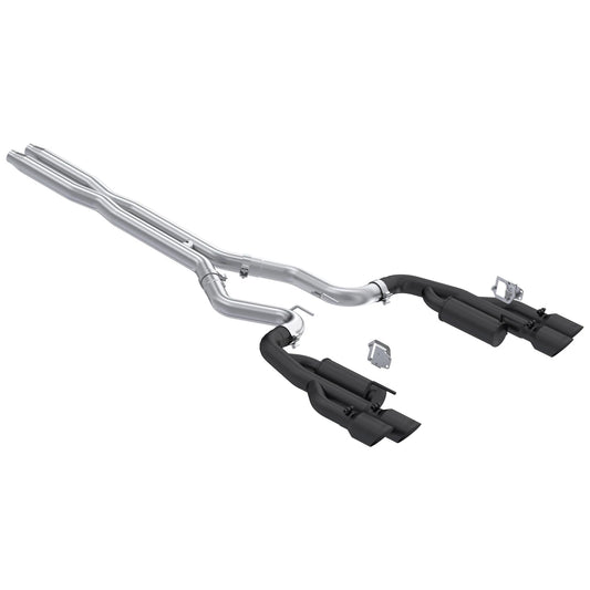 MBRP 2024+ Ford Mustang 5.0L Blk Alum. SS 3in Cat-Back Exhaust w/ Quad Blk Tips (Valve Delete) | Ford Mustang (S7282BLK)