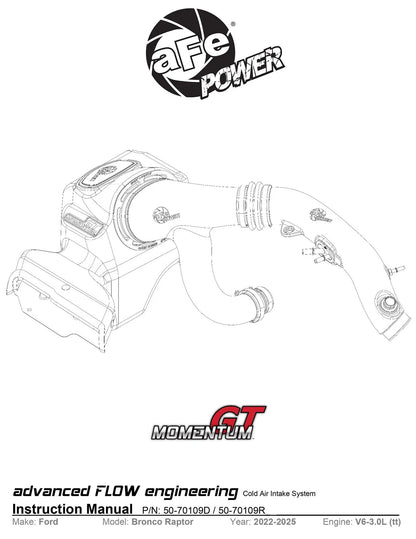 aFe Momentum GT Cold Air Intake | Ford Bronco Raptor (50-70109R)