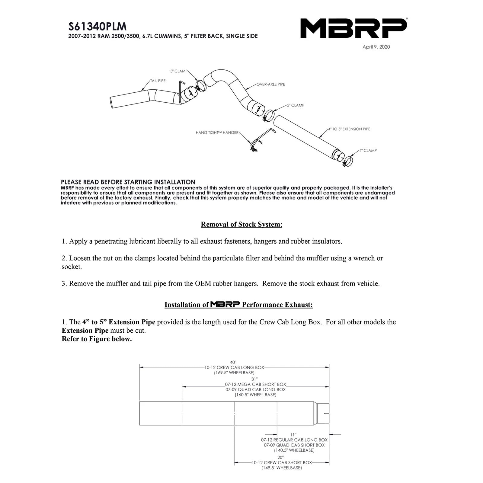 MBRP 6.7L 5in Filter Back Exhaust | Dodge Ram 2500/3500 (03-10) (S61340PLM)