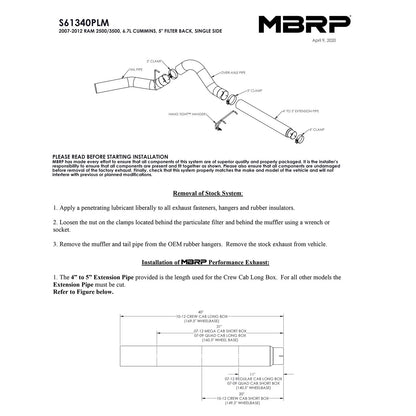 MBRP 6.7L 5in Filter Back Exhaust | Dodge Ram 2500/3500 (03-10) (S61340PLM)
