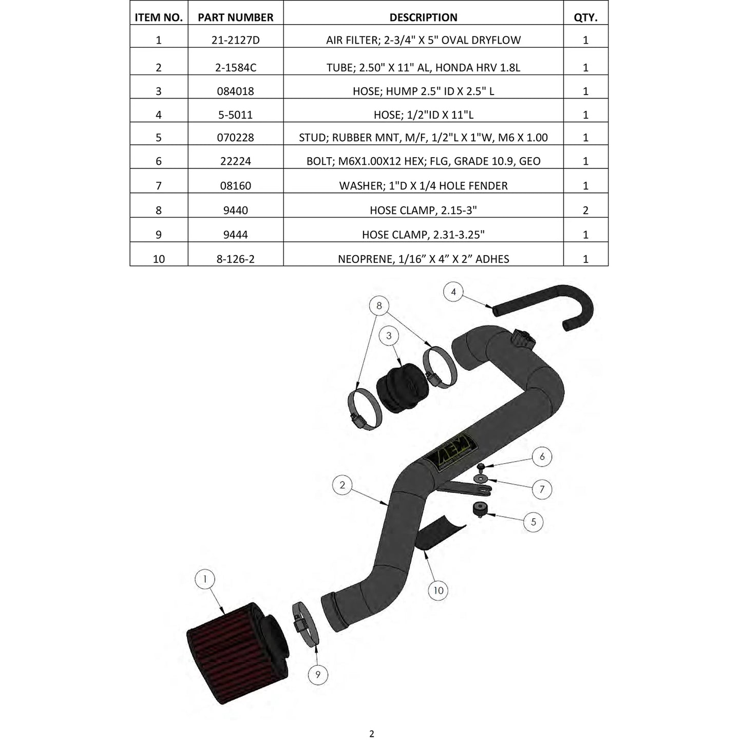 AEM 16 Honda HR-V L4-1.8L F/I Gunmetal Gray Cold Air Intake | Honda HR-V (16) (21-800C)
