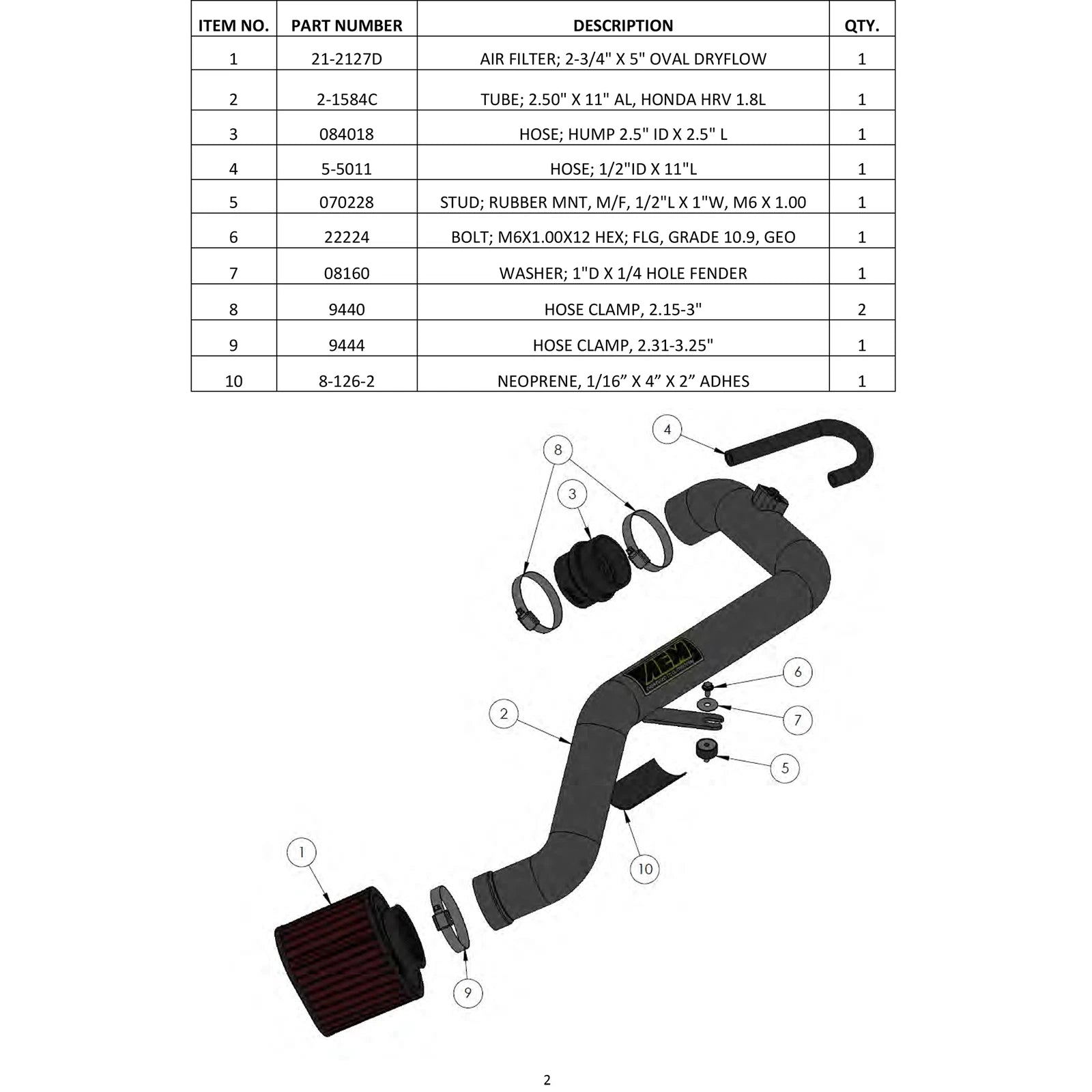 AEM 16 Honda HR-V L4-1.8L F/I Gunmetal Gray Cold Air Intake | Honda HR-V (16) (21-800C)