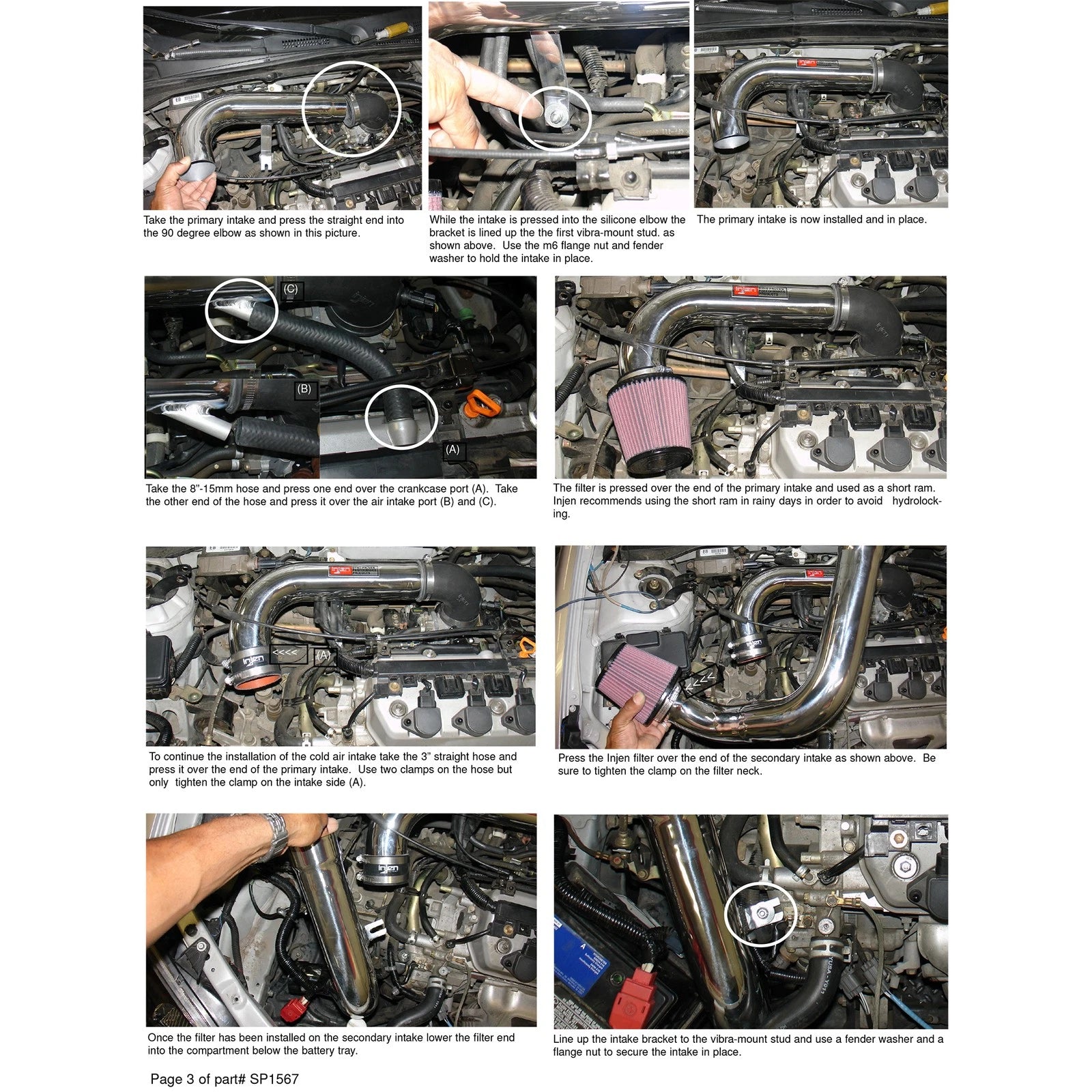 Injen Polished Cold Air Intake System | Honda Civic DX/LX/EX AT/MT (01-05) (SP1567P)