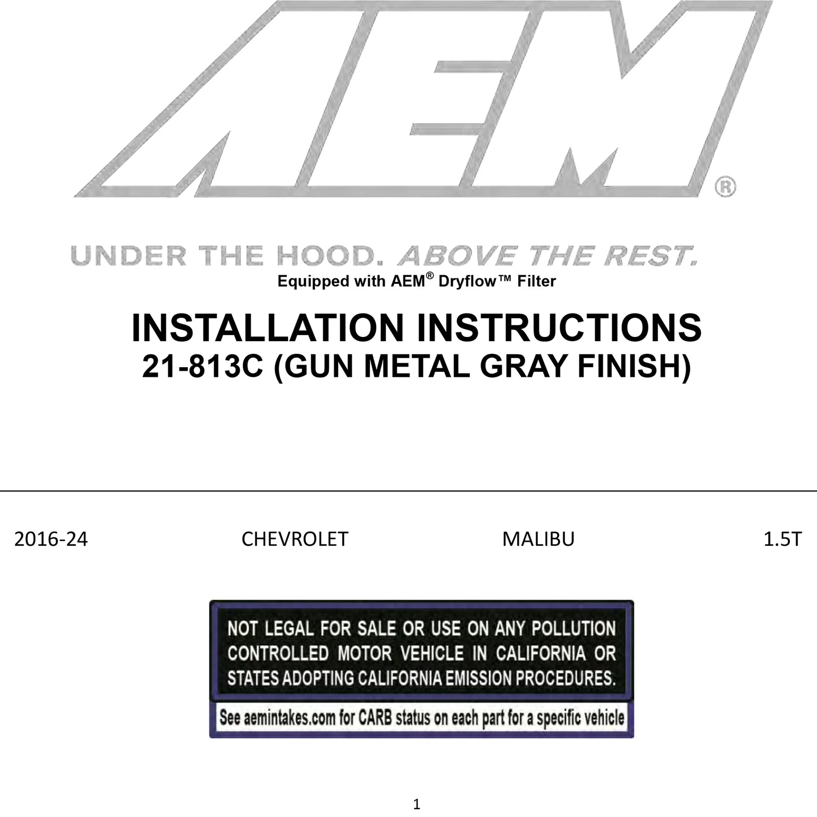 AEM Induction Cold Air Intake | Chevrolet Malibu (16-17) (21-813C)