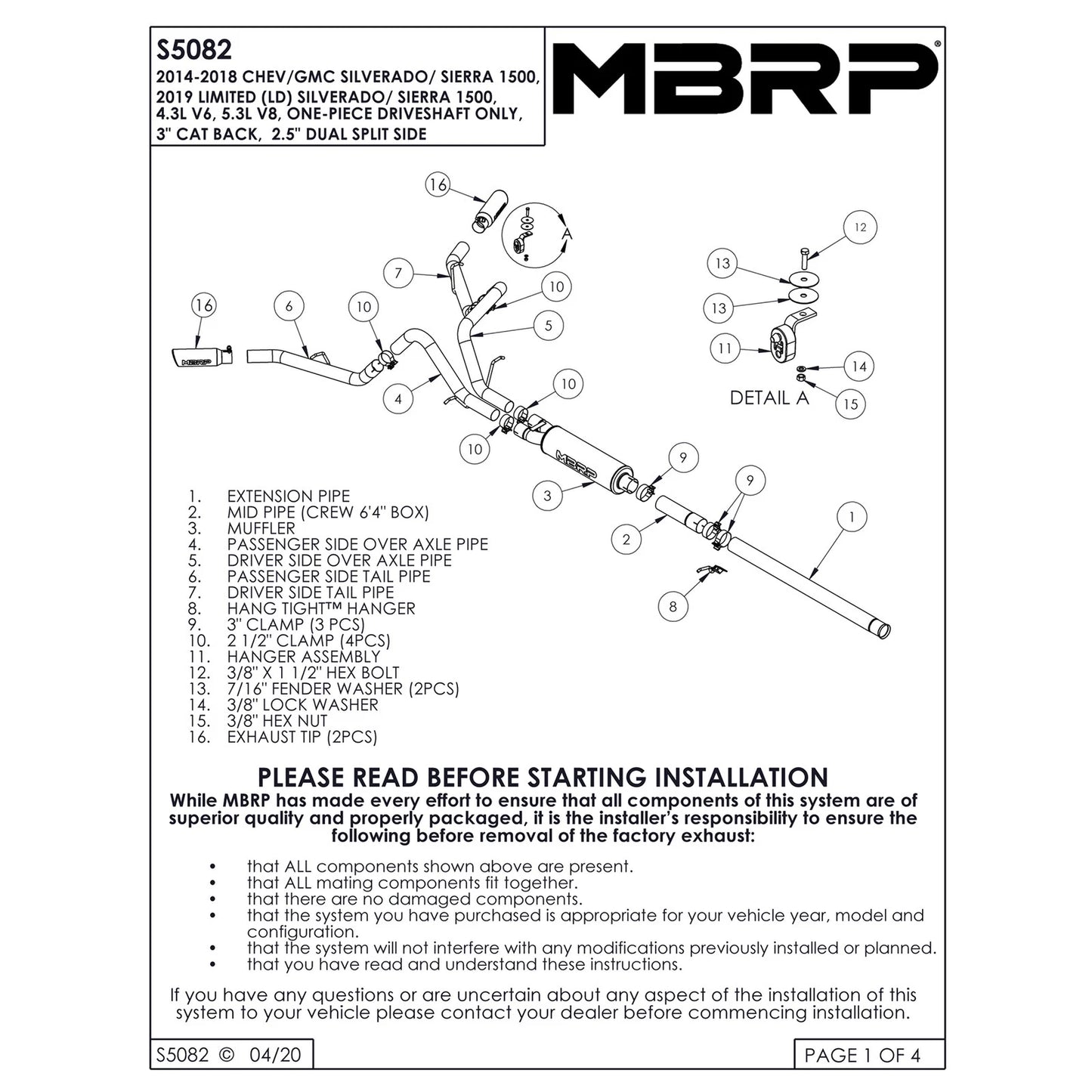 MBRP 3in D&S Side Alum Cat-Back Exhaust | Chevy/GMC 1500 Silverado/Sierra 4.3L/5.3L (S5082AL)