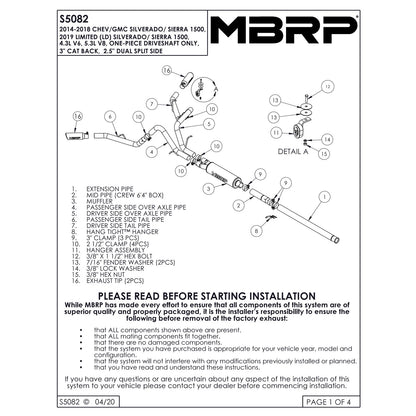 MBRP 3in D&S Side Alum Cat-Back Exhaust | Chevy/GMC 1500 Silverado/Sierra 4.3L/5.3L (S5082AL)