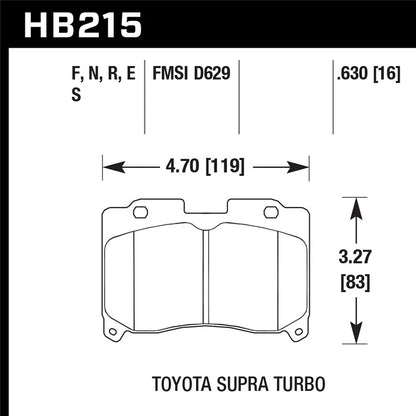 Hawk Performance HPS Street Front Brake Pads | 1993-1998 Toyota Supra TT (HB215F.630)