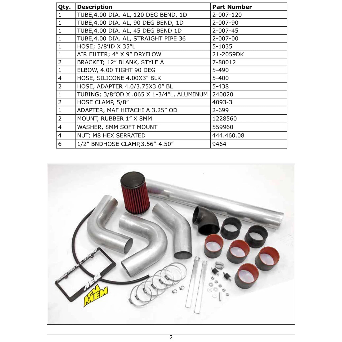 AEM 4in Universal Cold Air Intake System