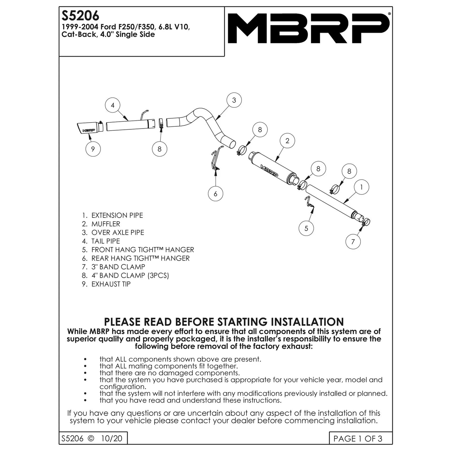 MBRP 4in. Cat-Back Single Side Exit Exhaust | Ford F-250/350 V-10 (99-04) (S5206AL)