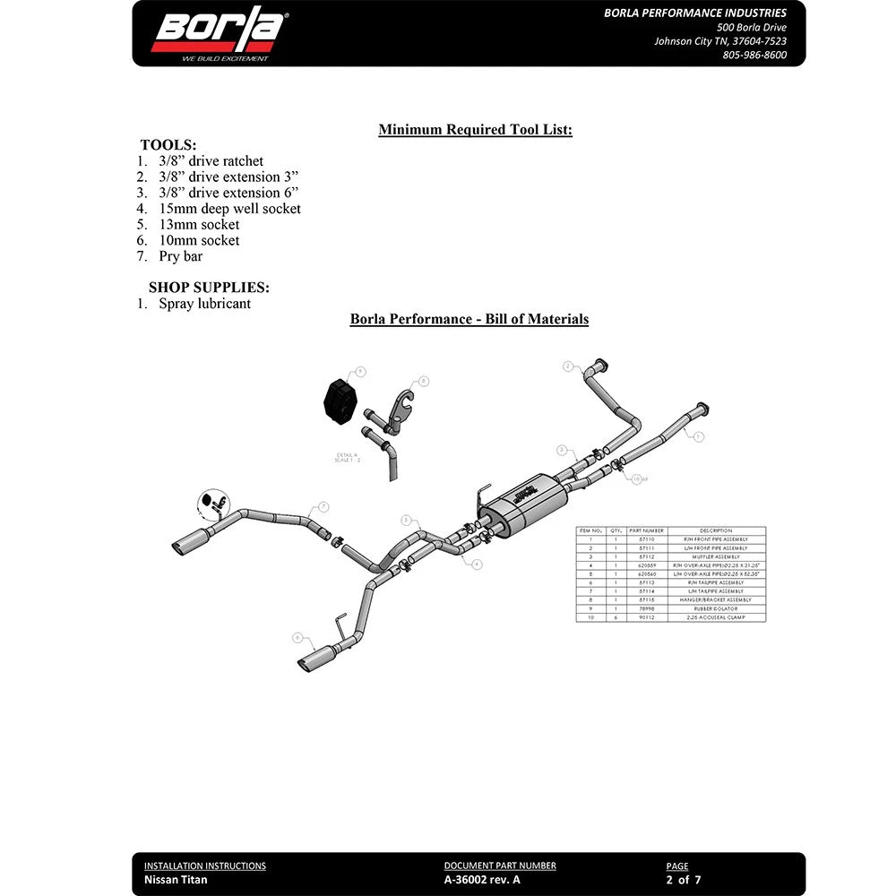 Borla Cat-Back Exhaust System - S-Type | 2017-2020 Nissan Titan 5.6L (140796)