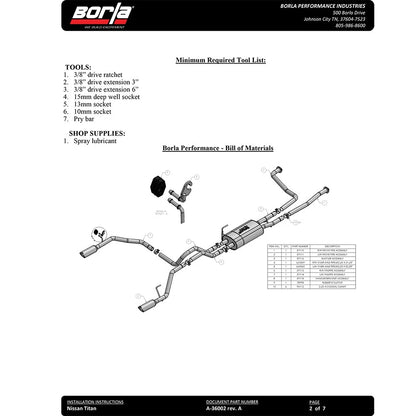 Borla Cat-Back Exhaust System - S-Type | 2017-2020 Nissan Titan 5.6L (140796)