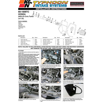 K&N Cold Air Intake | Honda Civic 1.5L Turbo (69-1509TC)