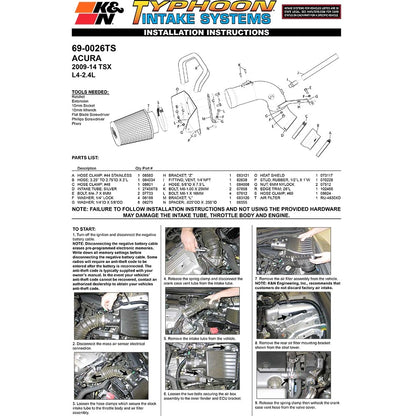 K&N Engineering Silver Typhoon Intake: Acura TSX 2009 2.4L