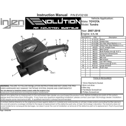 Injen Evolution Intake | Toyota Tundra (07-22) / Sequoia (08-22) (EVO2100)